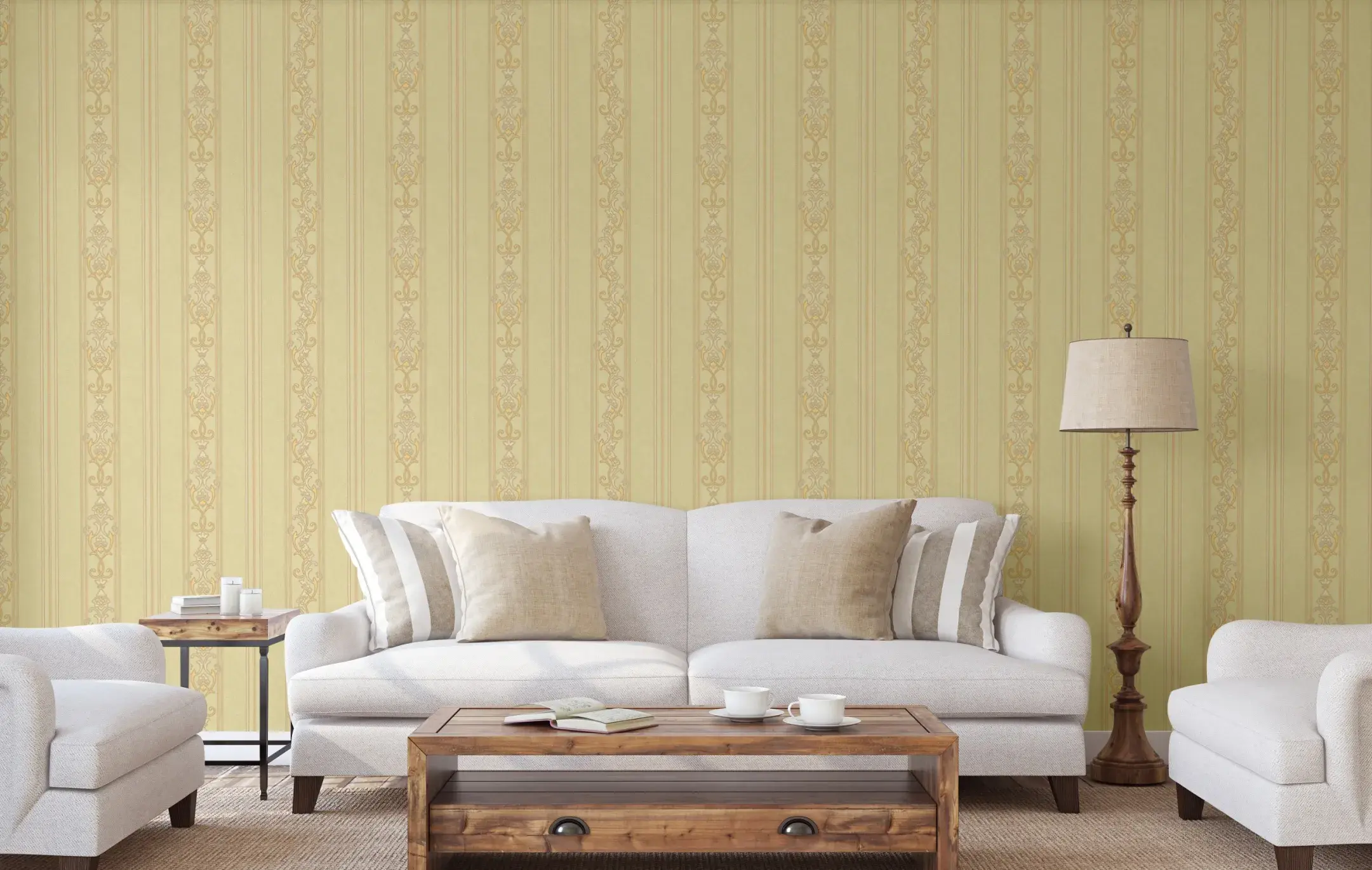 Cream Embossed Wallpaper – Damask Elegance (6805-1) Cream Embossed Wallpaper – Damask Elegance (6805-1)